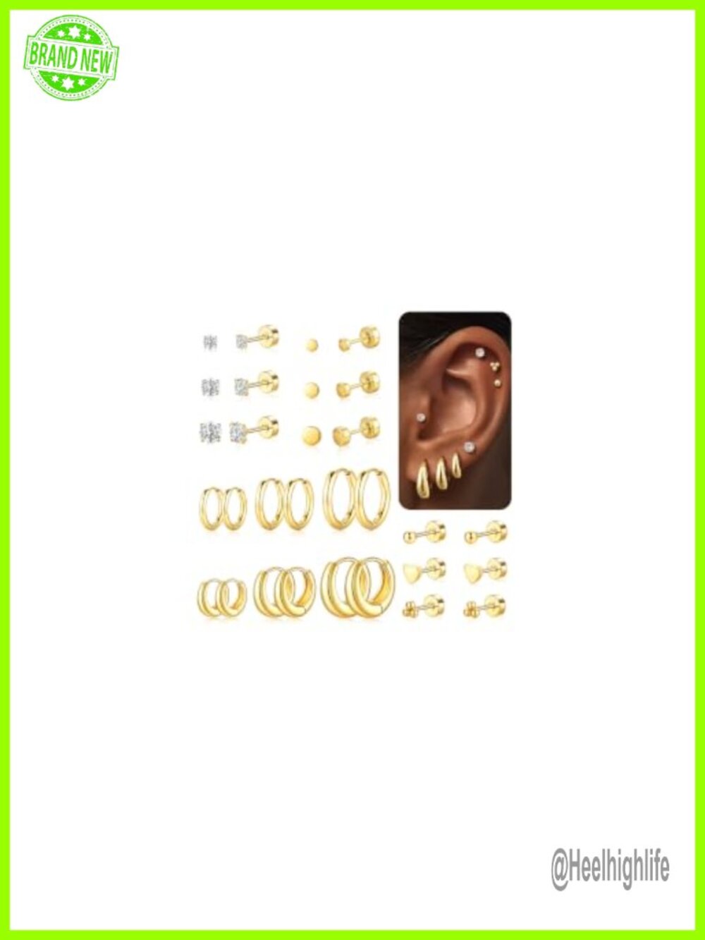 14K Gold Plated Chunky Hoop Earrings Set for Women Hypoallergenic Multiple